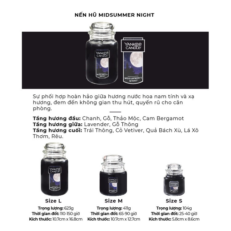 Nến hũ Yankee Candle size S - Midsummer's Night (104g)