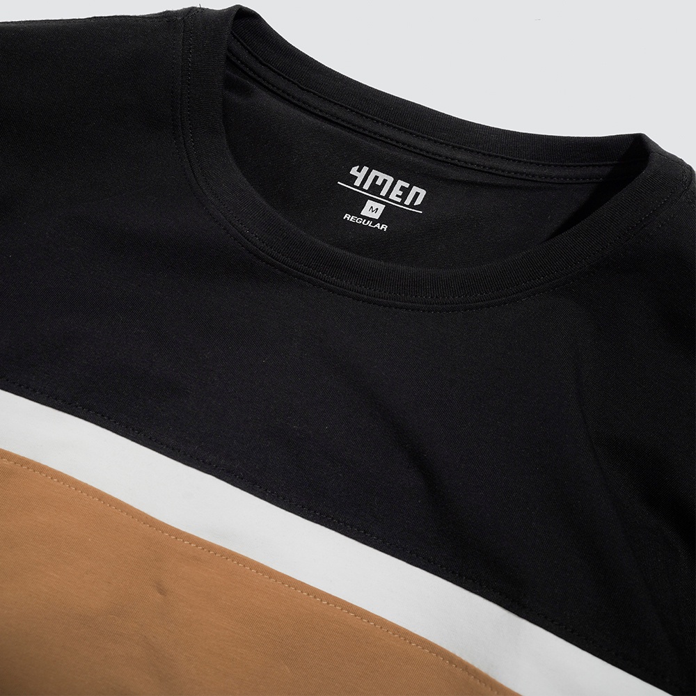 Áo thun nam ngắn tay đẹp 4MEN AT060 cổ tròn, form regular, vải cotton cao cấp co giãn, phối màu trẻ trung | BigBuy360 - bigbuy360.vn