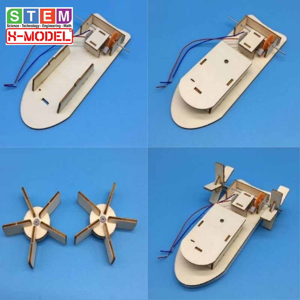 Đồ chơi gỗ khoa học sáng tạo tự làm tàu thủy chạy bằng pin, giúp bé phát triển trí tuệ ST68 X- MODEL| Giáo dục STEM