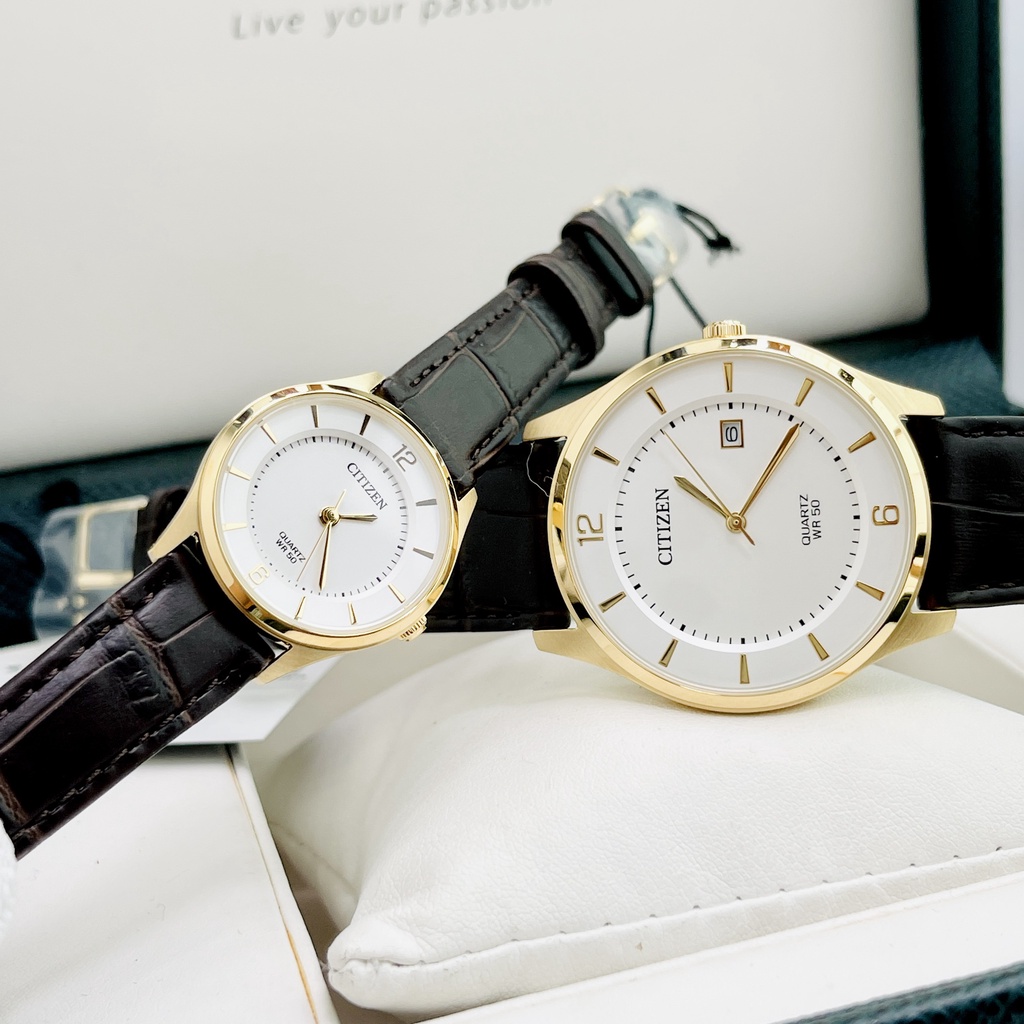 Đồng hồ đôi nam nữ dây da Citizen BD0043-08B ER0203-00B