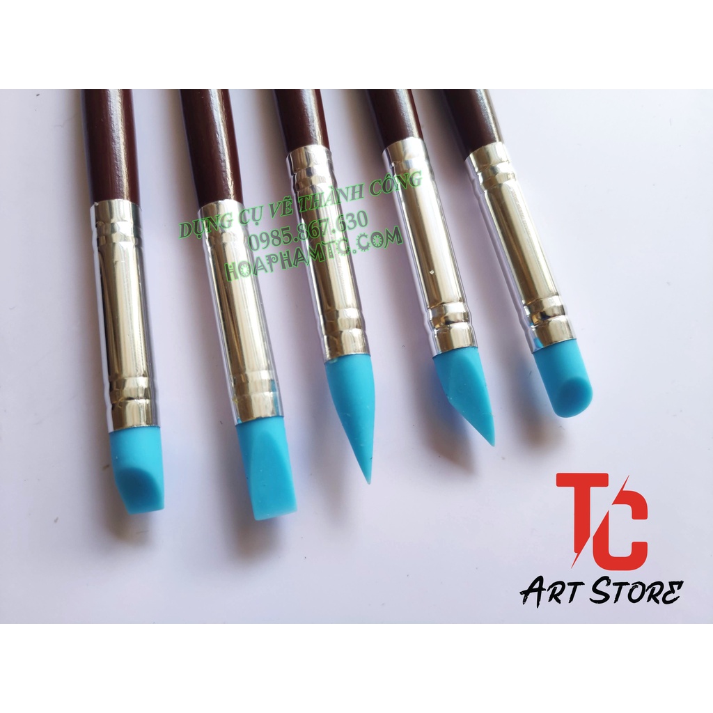 Cọ silicon vẽ keo chặn màu, Cọ lấy keo chặn màu - Bộ 5 cây