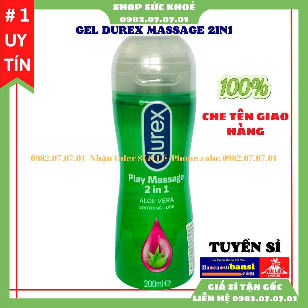 Gel bôi trơn Durex Play Massage 2 in 1,Tinh chất lô hội cao cấp nhập khẩu Thái Lan, Shop sức khỏe phân phối sỉ Toàn Quốc