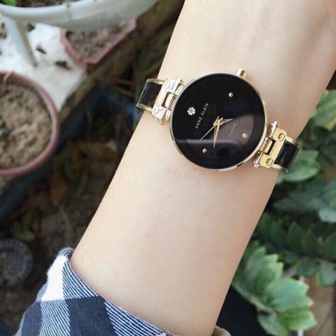 ĐỒNG HỒ NỮ ANNE KLEIN AK1980BKGB  Diamond-accented Dial Black and Gold-tone