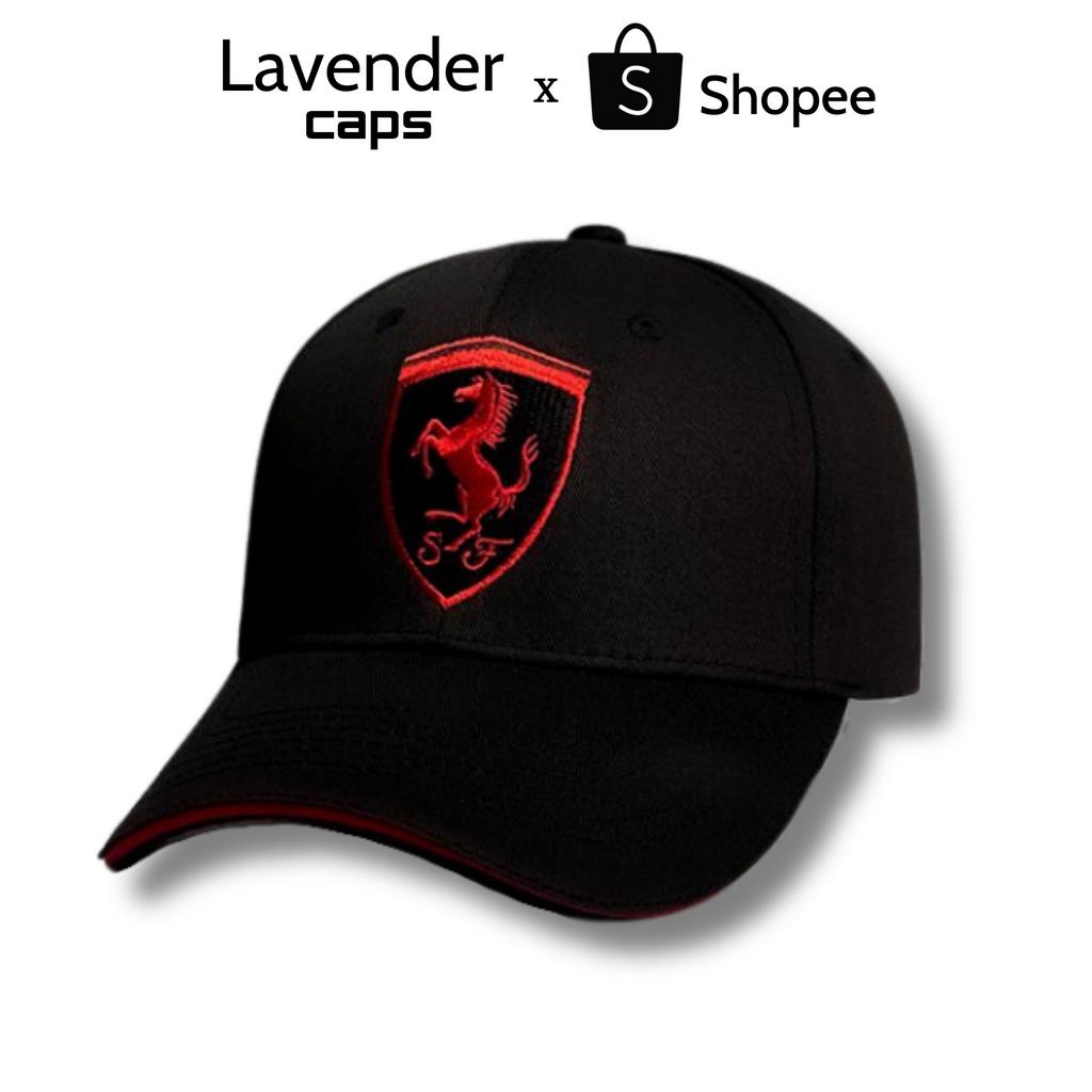 Nón kết Mũ lưỡi trai Ferrari mix đen đỏ logo thêu tinh tế Free size
