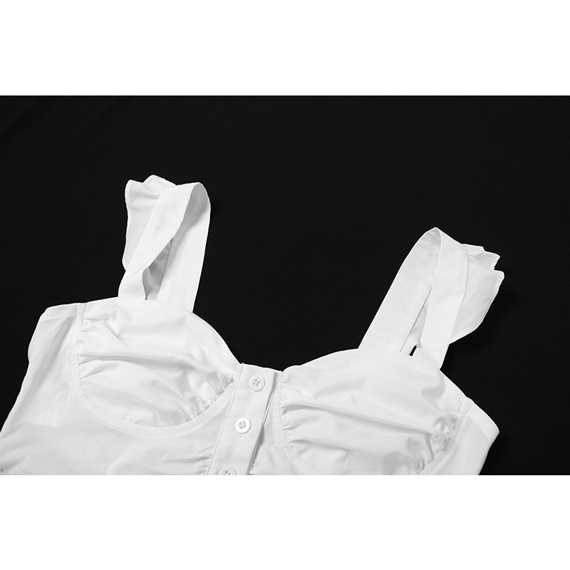 Áo Tank Top Xếp Ly Phối Nút Hợp Thời Trang Cho Nữ