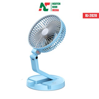 Quạt Tích Điện Đa Năng RJ-2020, Pin 2600mAh, Gấp Gọn, Treo Tường - Tích Hợp Đèn LED