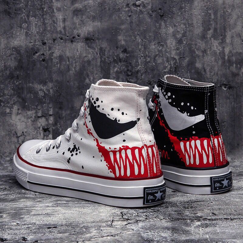 ﹉❉Summer air han edition high tide joker help sneakers men leisure diffuse joint venom graffiti canvas shoes