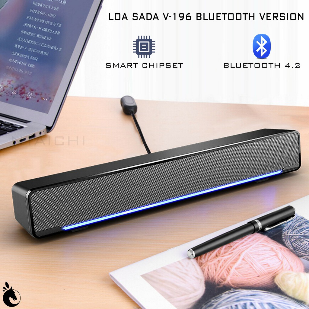 Loa Soundbar Stereo SADA V-196 ( Phiên bản Bluetooth ) Siêu trầm Sử dụng cho Máy tính, Thiết bị di động