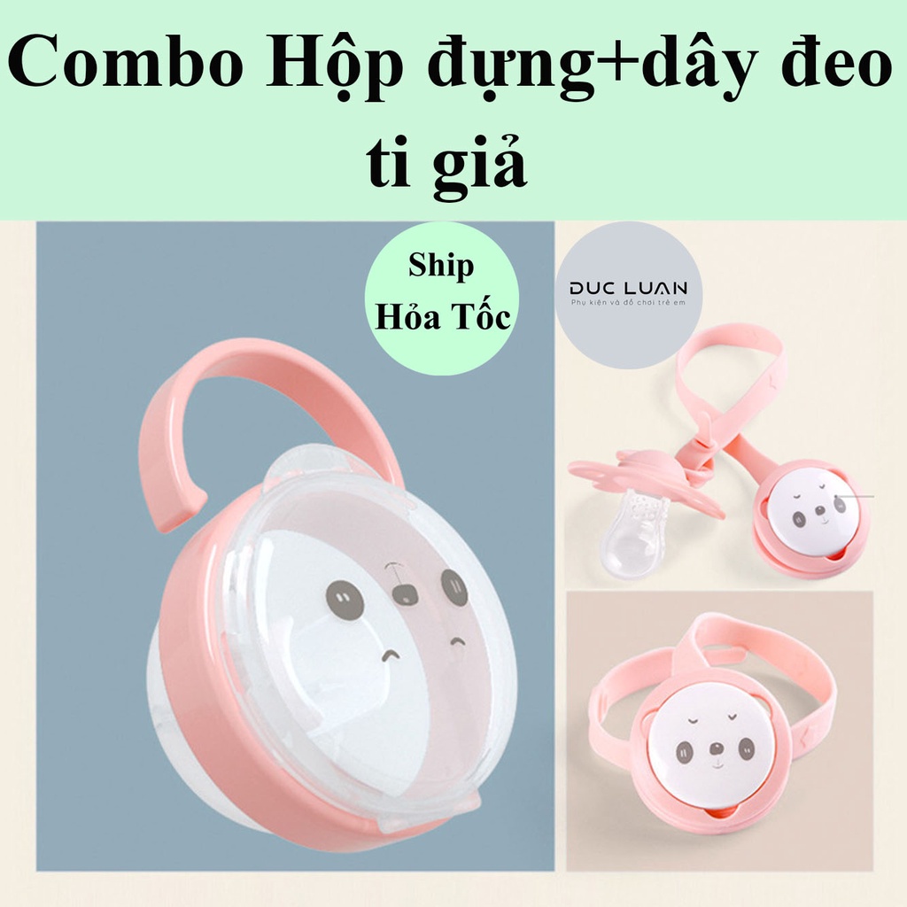 Dây đeo ti giả silicol và hộp đựng ti giả cho bé