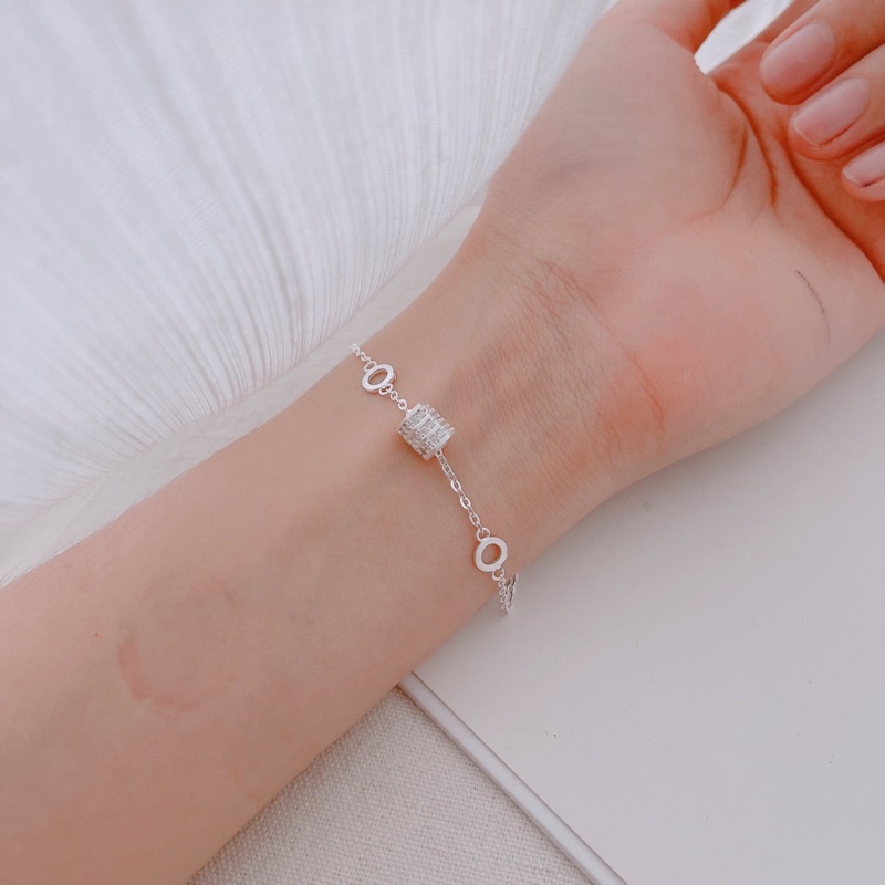 Lắc tay Bạc gắn đá cao cấp, Vòng tay Bạc nữ cao cấp TUNA SILVER