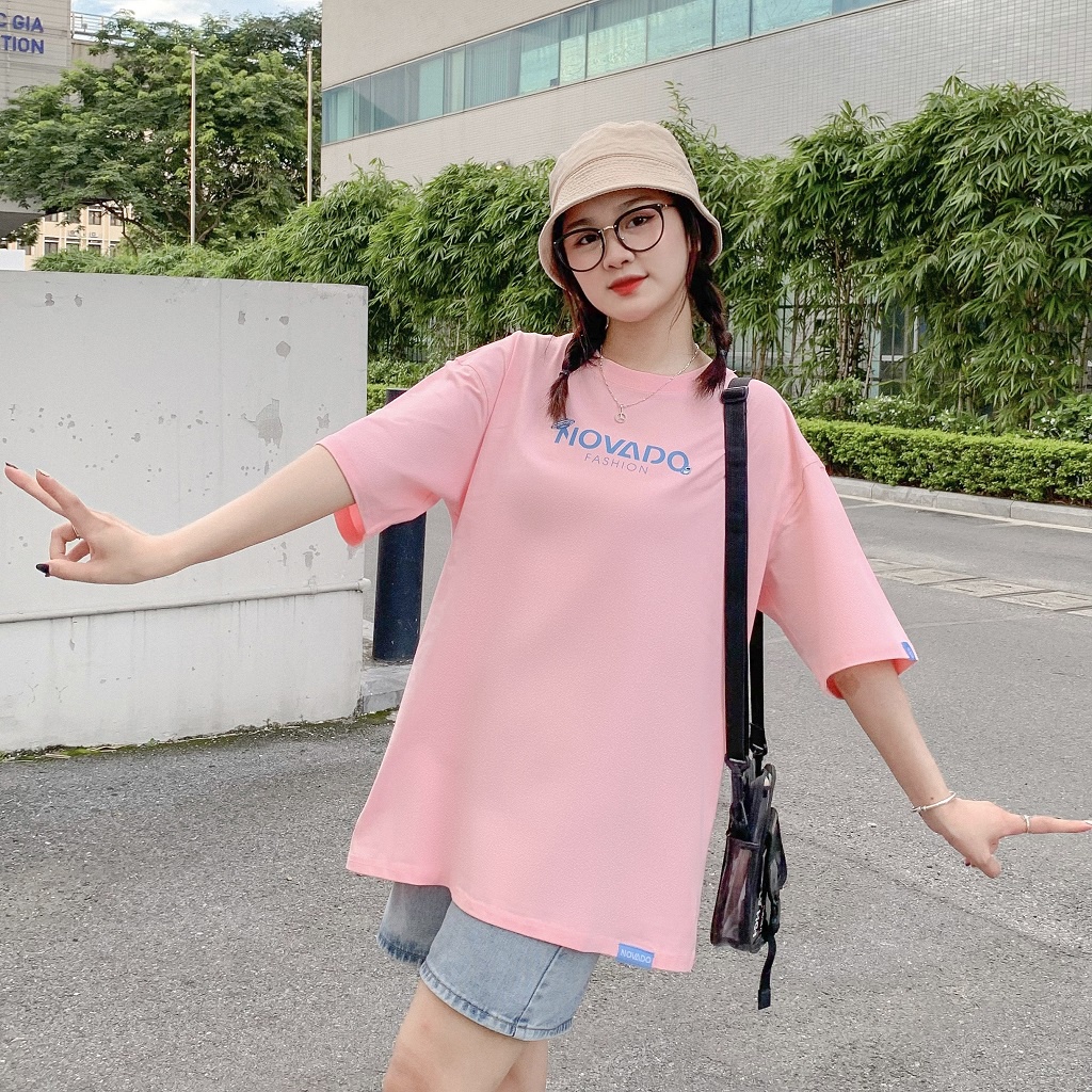 Áo Phông Nam / Nữ Local Brand Novado Fashion Star Shape Cotton 4 Chiều From Rộng Dày Dặn Thoáng Mát Hồng  N16H-NS