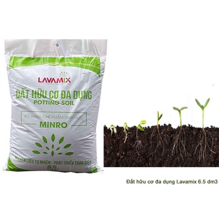 Đất Sạch Hữu Cơ Trồng Rau, Cây Kiểng LAVAMIX - Túi 6,5 dm3 - Đất Tơi Xốp và Pha Sẵn Chất Dinh Dưỡng Cho Cây