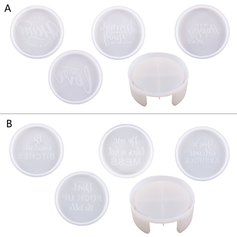 Sa Set 5 Khuôn Silicon Làm Đế Lót Ly / Đèn Cầy Hình Tròn DIY