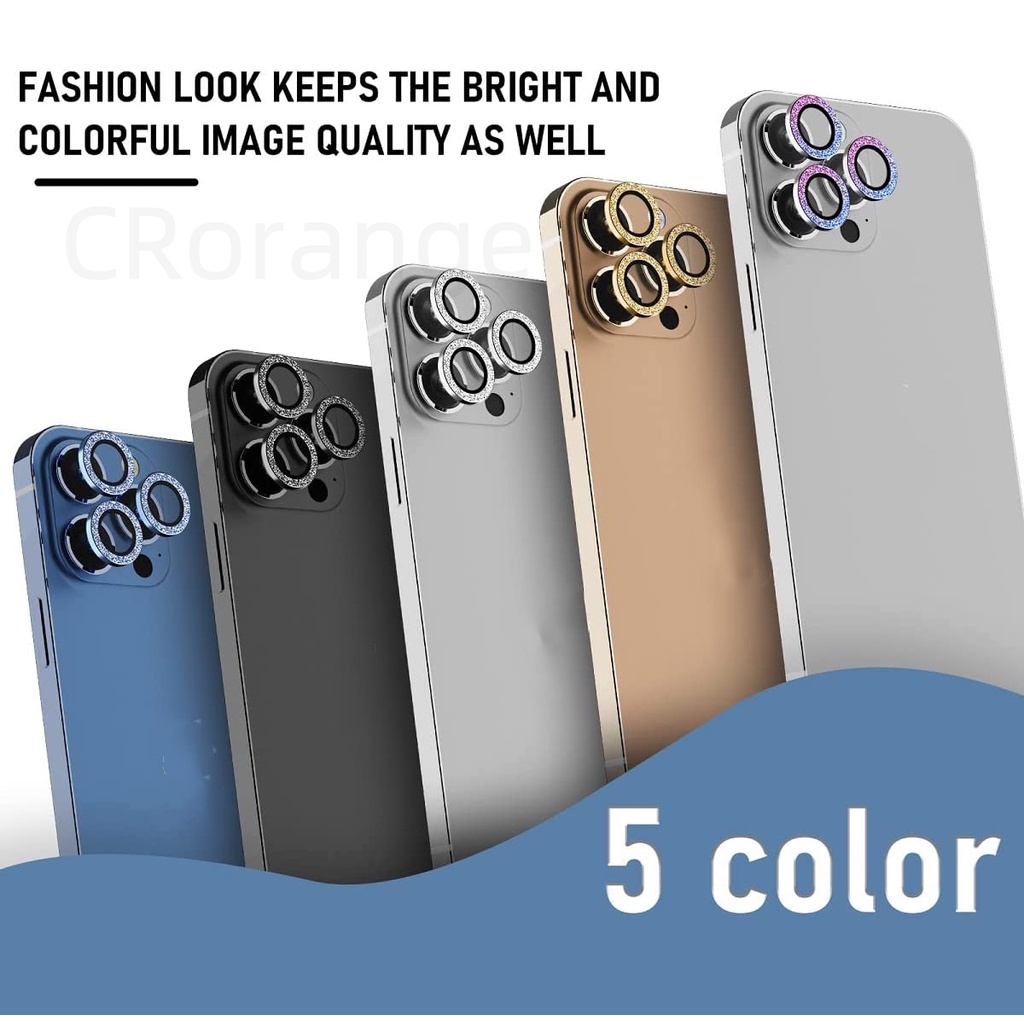 Miếng Bảo Vệ Camera Sau Điện Thoại Đính Kim Cương 3D Cho iPhone13 Pro Max 11 Pro Sierra Blue Glass iPhone 12 Pro Max