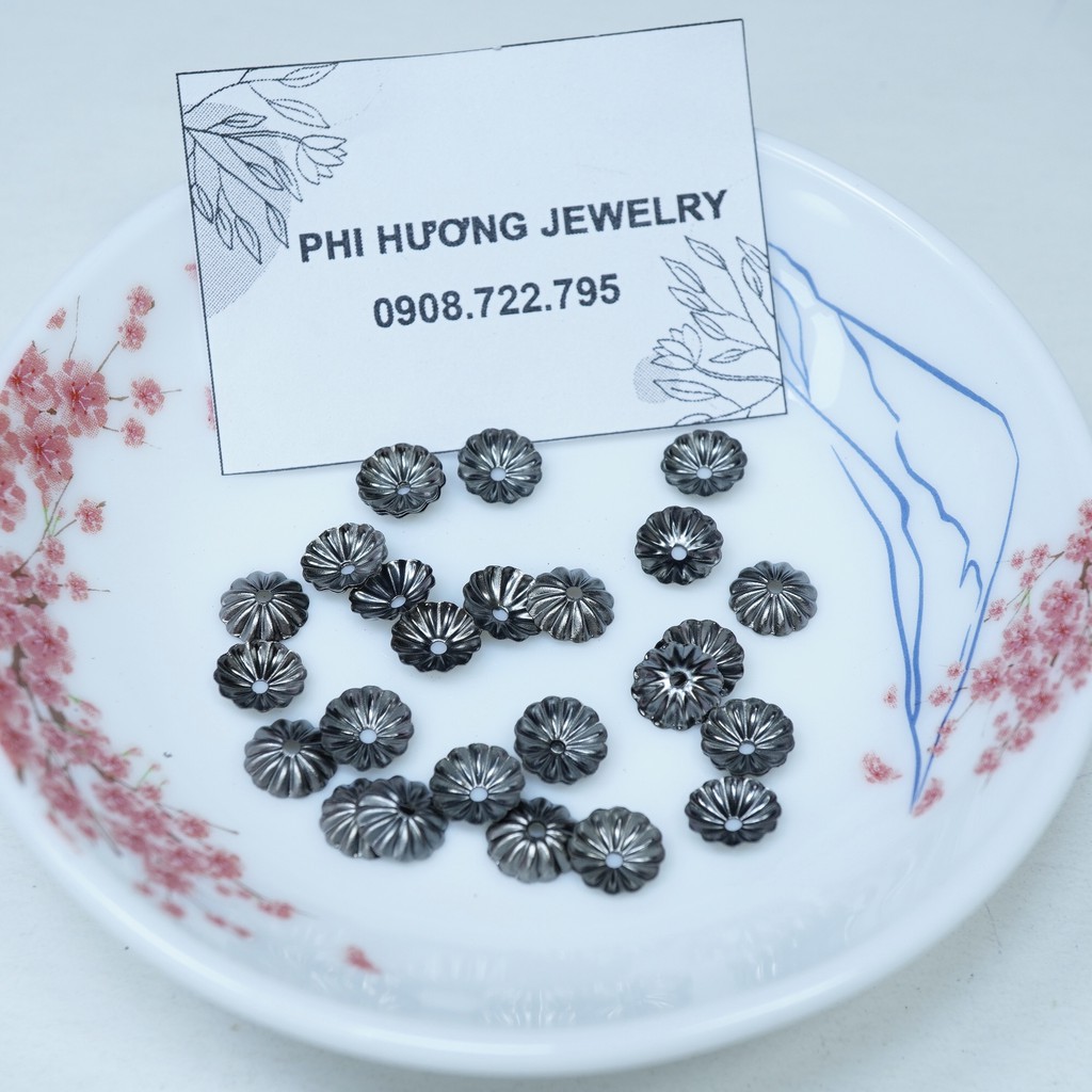 Gói 10 cái charm ốp hạt 8mm loại tốt, cứng và dày