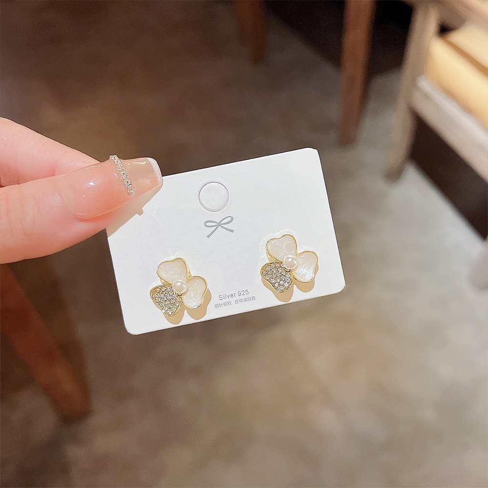 XiaoboACC Hoa Tai Kim Bạc 925 Hình Hoa Đính Ngọc Trai Thời Trang Cho Nữ