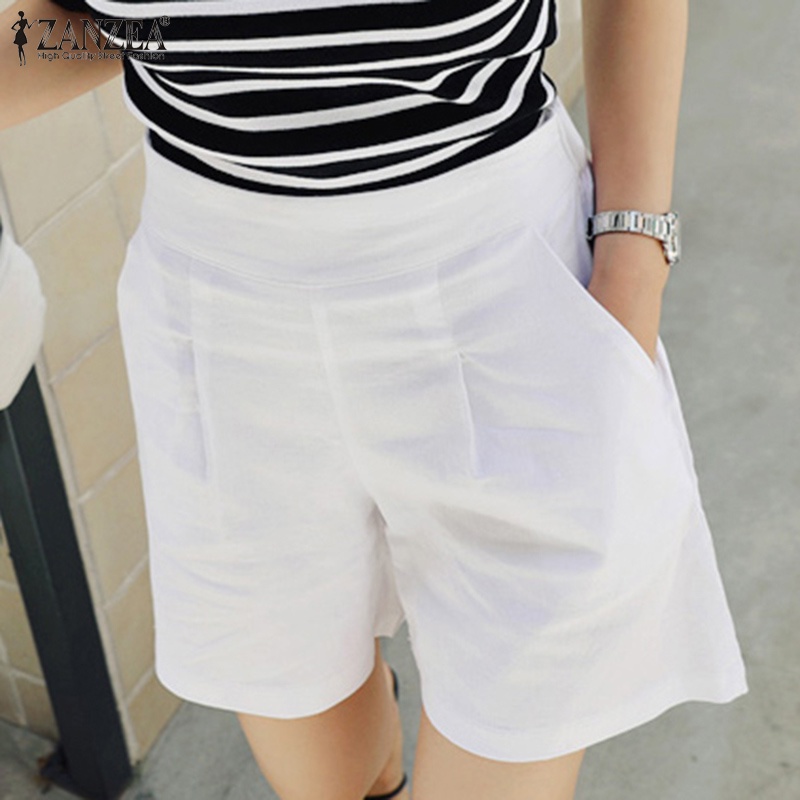 Quần short Zanzea ống rộng lưng thun có túi cá tính cho nữ