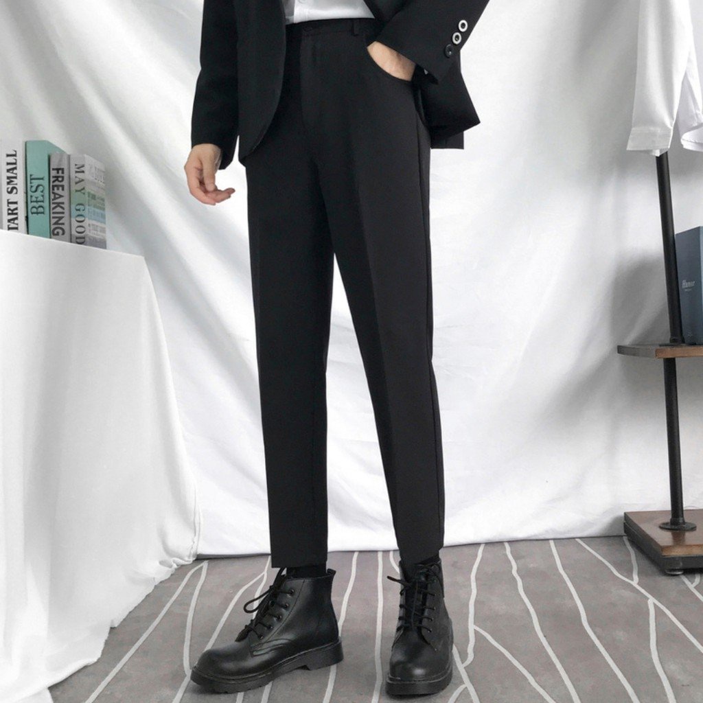 Quần vải dáng baggy ống rộng Hàn cao cấp màu Đen, Be co dãn, phong cách lịch lãm - Z01 Town!