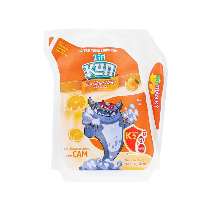 Túi sữa trái cây và lúa mạch KUN 110ml hỗ trợ tăng chiều cao