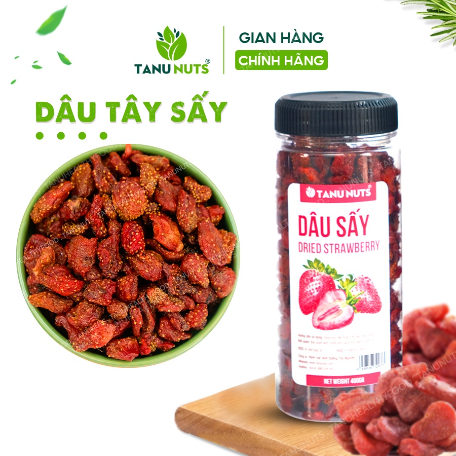 Dâu tây sấy dẻo không đường Đà Lạt TANU NUTS thơm ngon phù hợp cho người ăn kiêng và mẹ bầu 400g