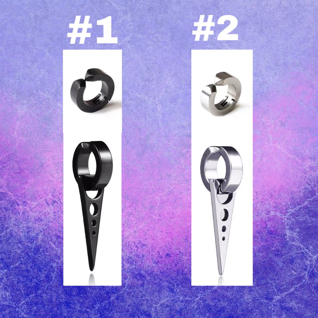 Set Ear Cuff set 2 kẹp tai titan không cần xỏ lỗ phong cách hip hop