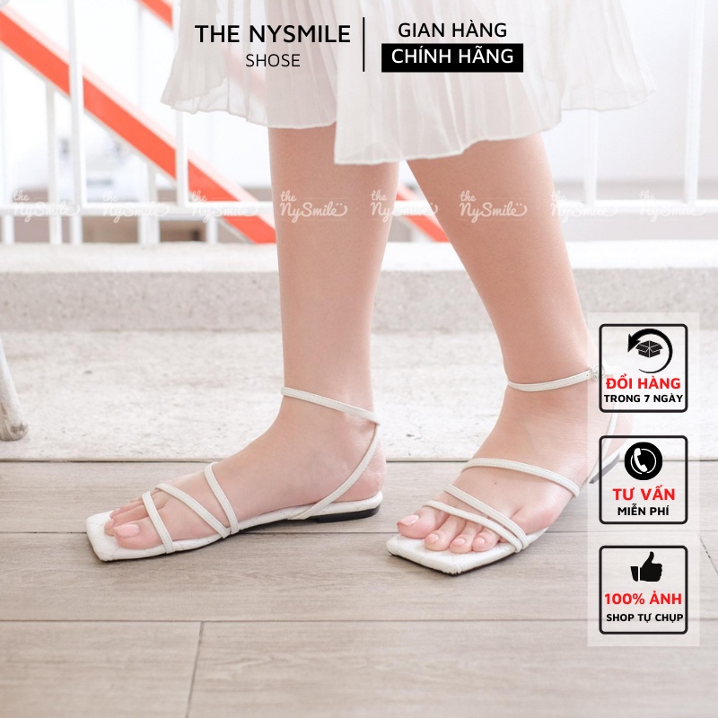 Giày sandal quai mảnh lót dập chỉ - THENYSMILE - City