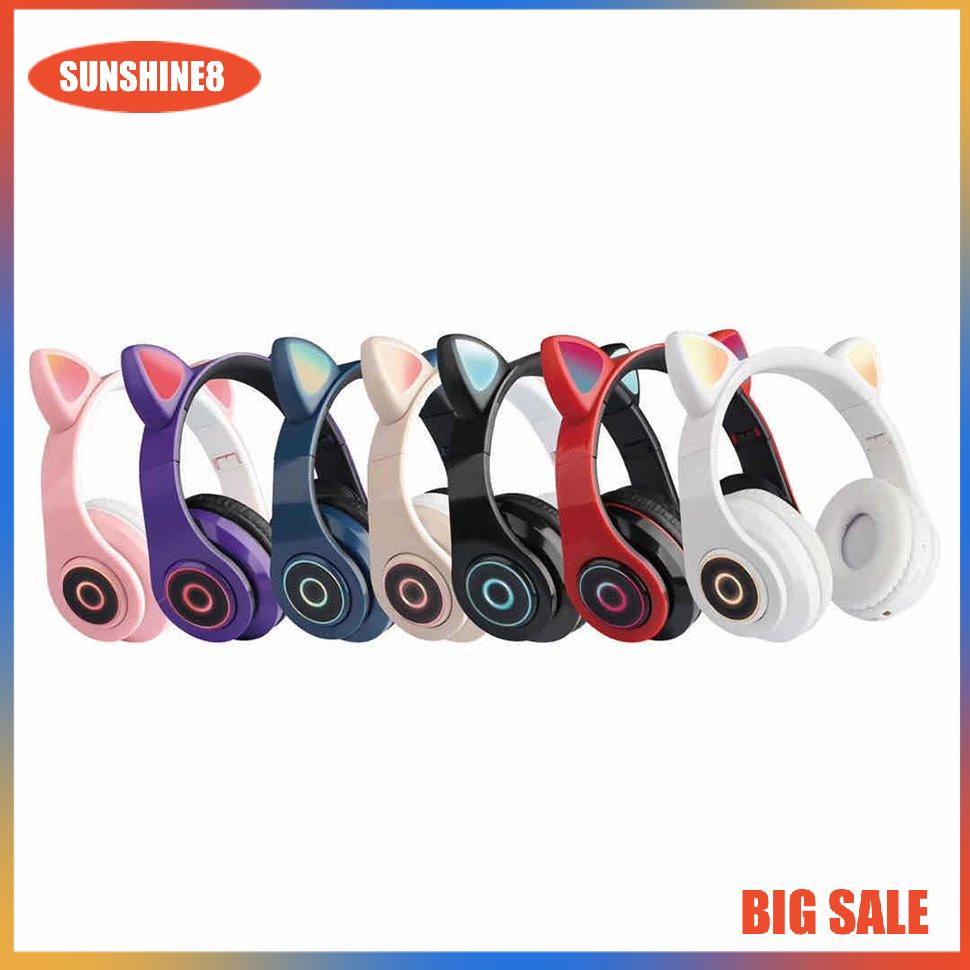 【SUN】B39 Cat Ears Headphones Bilateral Stereo Wireless Headset Headphone For Kids