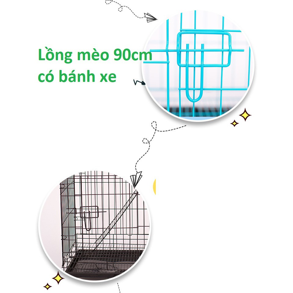 LM600- Lồng mèo 3 tầng sơn tĩnh điện size S KT 90cm rộng 60cm sâu 40cm