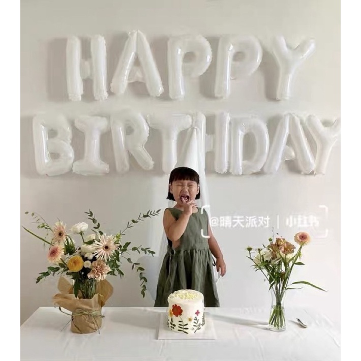 Bóng chữ Happy Birthday tone màu trắng đặc biệt