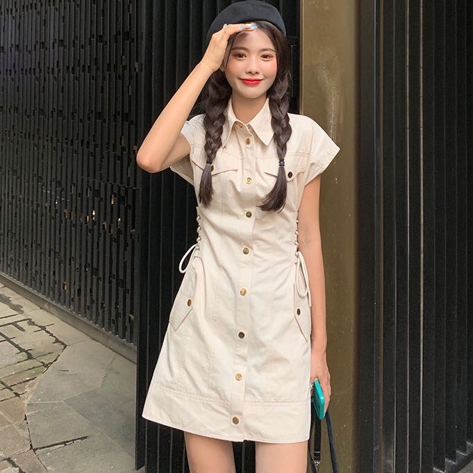 Đầm Tay Ngắn Cổ Polo Thời Trang Mùa Hè Phong Cách Mới Cho Nữ