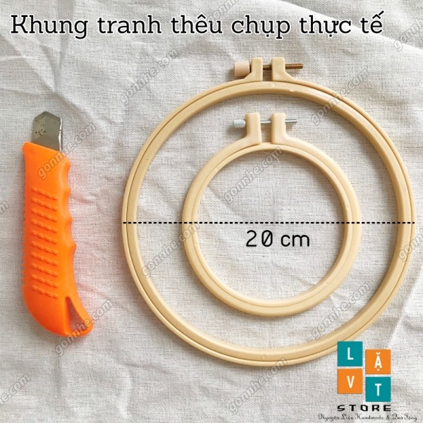 Khung thêu tròn giả tre bằng nhựa chắc chắn để đan, may vá... giá rẻ.