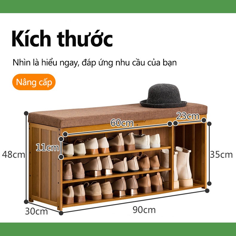 Tủ giày thấp mini có đệm bọc làm ghế ngồi thay giày tiện lợi hai trong một đa chức năng FU151G