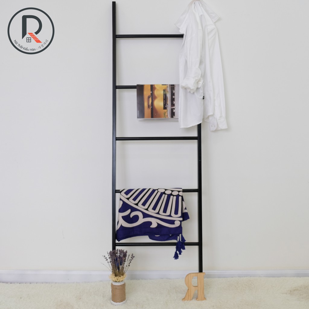 THANG GỖ TRANG TRÍ MÀU ĐEN - A TOWEL LADDER BLACK - NỘI THẤT KIỂU HÀN - 가장자리