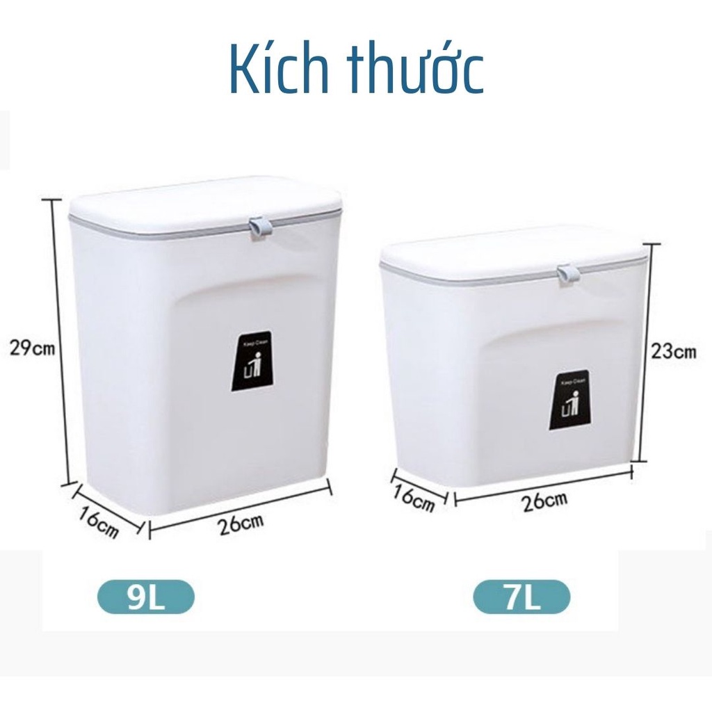 Thùng rác treo bếp, thùng rác có nắp trượt, sọt rác cài tủ thông minh sáng tạo