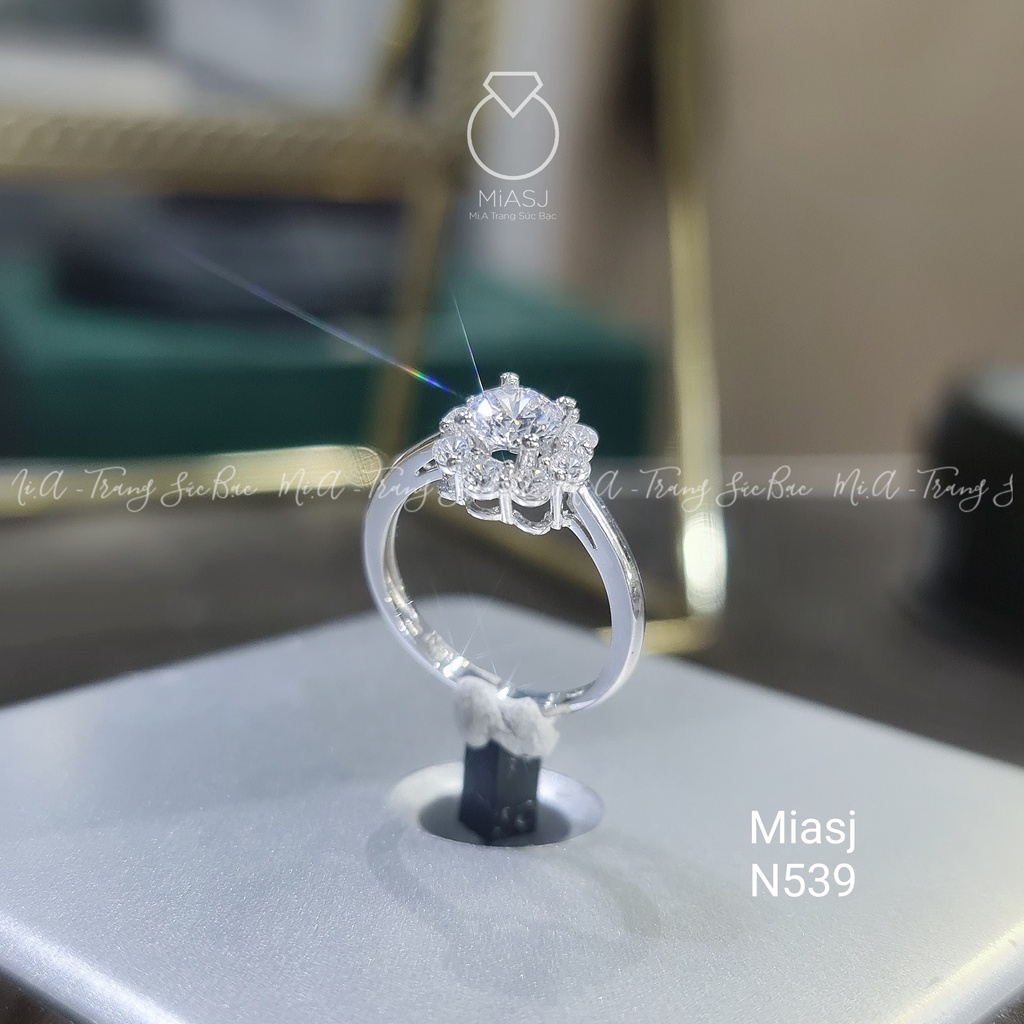 Nhẫn nữ bạc Ý S925 đính hoa đá MiASJ kiểu dáng sang trọng N539