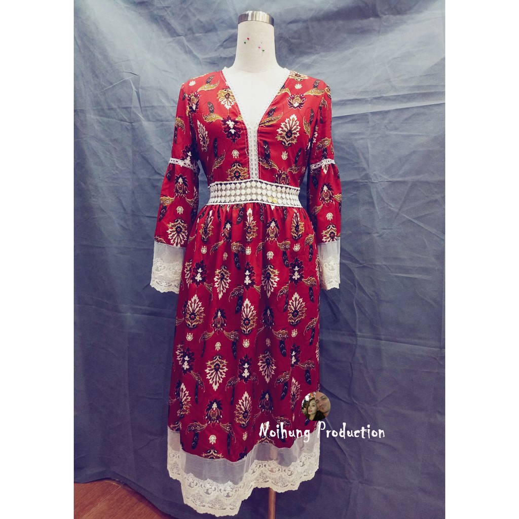 40-70KG Đầm Váy Bohemian thổ cẩm maxi vintage dáng xòe dài suông rộng đi biển đẹp xinh rẻ độc lạ tay lỡ bigsize họa tiết | BigBuy360 - bigbuy360.vn