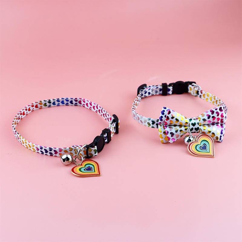 Vòng Cổ Có Chuông Và Mặt Hình Trái Tim Nhiều Màu Dễ Thương Chống Gàu An Toàn Cho Thú Cưng