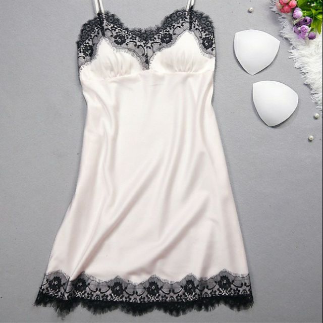 Váy ngủ lụa sexy AMUSE V38🔥SIÊU SALE🔥 Big size 40 tới 65kg hai dây phối chân ren gợi cảm cao cấp đồ ngủ đẹp giá rẻ | BigBuy360 - bigbuy360.vn