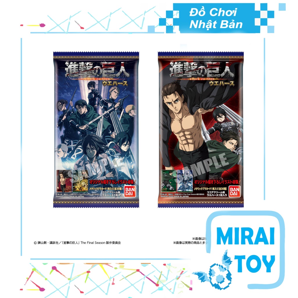 Thẻ bài sưu tập bánh xốp Attack On Titan Wafer - Chính hãng