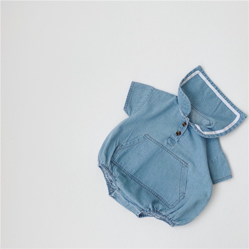 Bodysuit denim bò phong cách thuỷ thủ Hàn Quốc cho bé trai