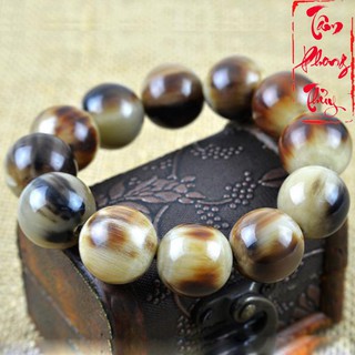 [Hiếm] Vòng Tay Phong Thủy Sừng Bò Châu Phi Cao Cấp Vân Màu Trắng Đục - Tâm Phong Thủy