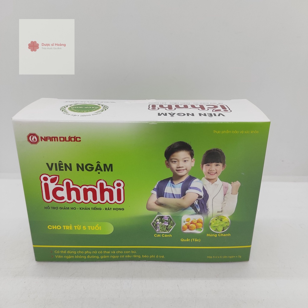 Viên ngậm Ích Nhi - 30 viên - hỗ trợ giảm ho, khản tiếng, rát họng