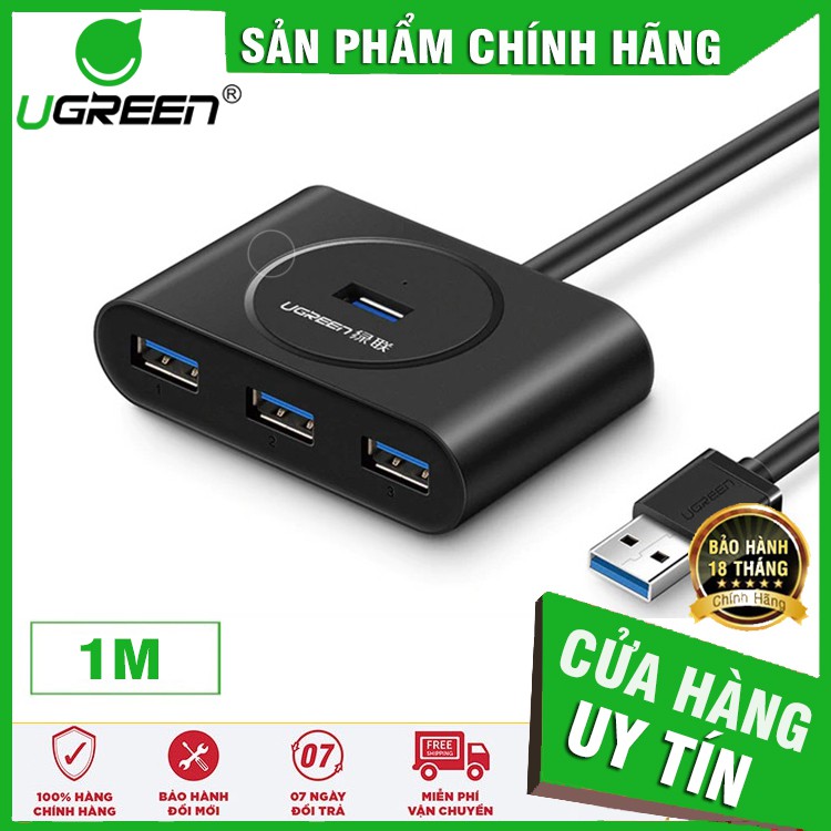 Bộ Chia USB 4 Cổng 3.0 dài 1m UGREEN 20291 - HUB USB 3.0 Hàng Chính Hãng