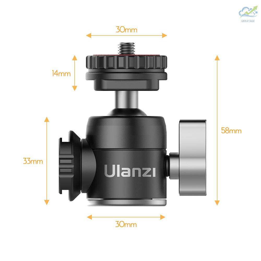 Phụ Kiện Đầu Bi Kim Loại Ulanzi U-60 Hai Đầu Xoay 360 Độ Gắn Micro Cho Máy Ảnh Dslr Max 10kg