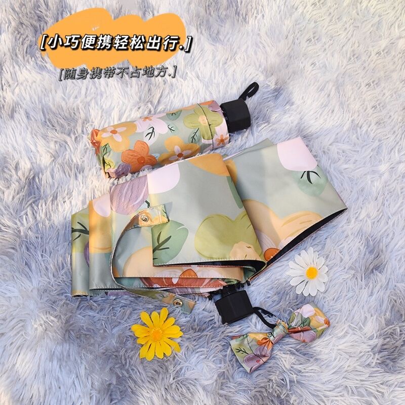 Dù Gấp Tự Động Chống Tia Uv Họa Tiết Tranh Sơn Dầu Phong Cách Retro