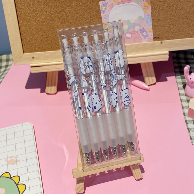 Bộ 6 Bút Gel Ngòi 0.5 Thiết Kế Dễ Thương Phong Cách Hàn Quốc Tiện Dụng Cho Học Sinh