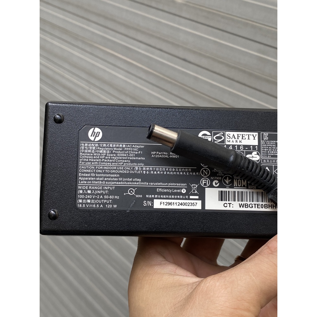 Sạc Laptop HP 18.5V-6.5A 120w zin bóc máy