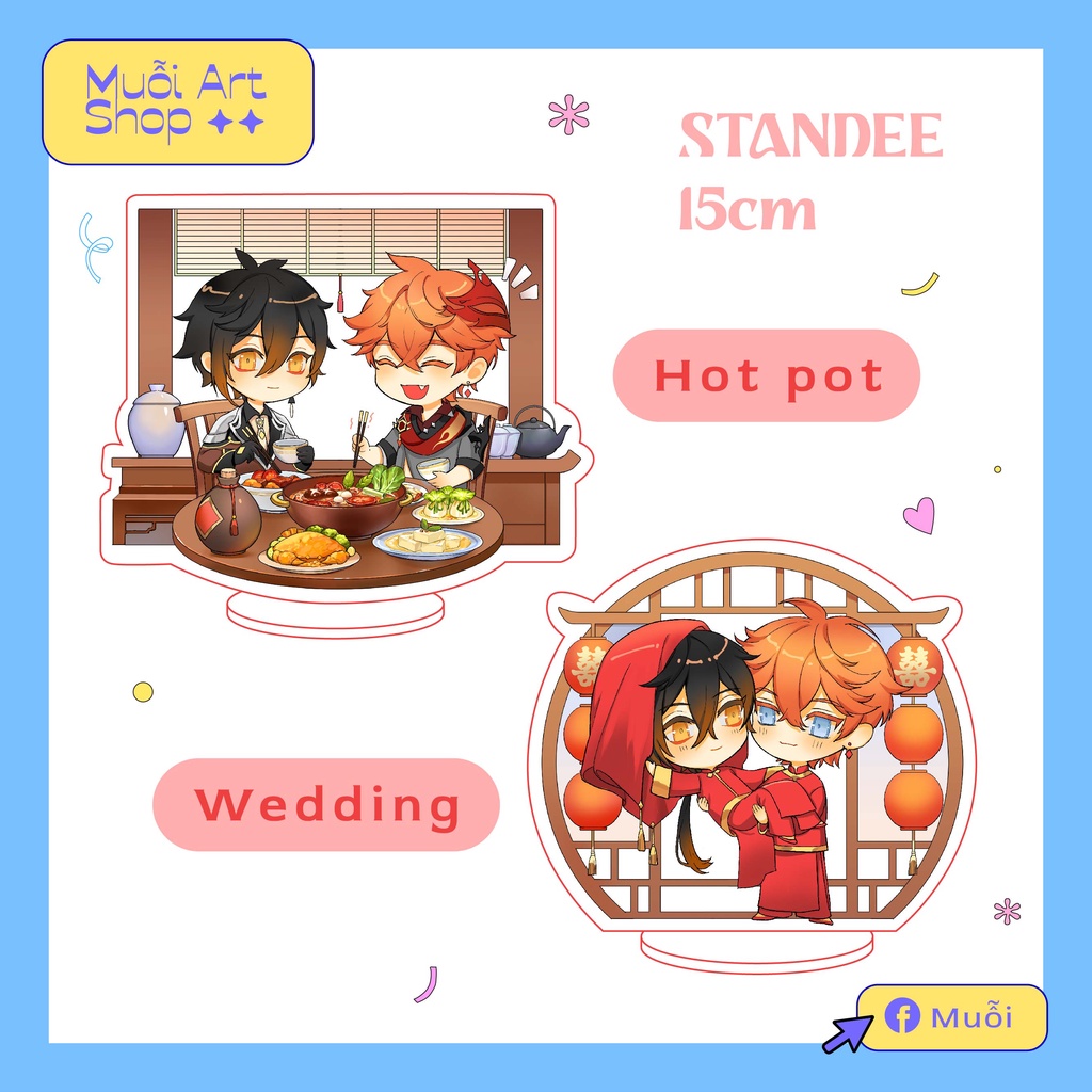 Standee nhân vật Childe x Zhongli Genshin Impact 10cm