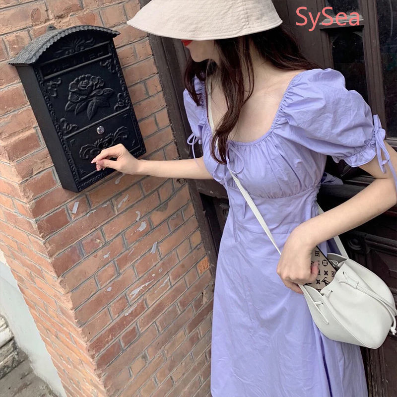 Đầm Dự Tiệc Tay Ngắn Màu Tím Phong Cách Retro Thanh Lịch | BigBuy360 - bigbuy360.vn