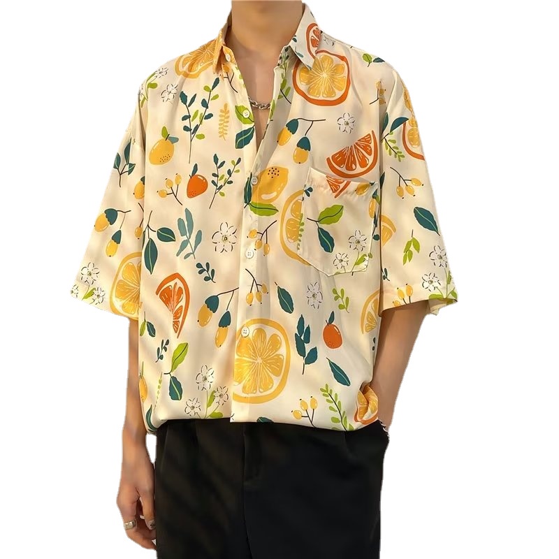 Áo Sơ Mi Tay Ngắn Dáng Rộng Cỡ Lớn In Họa Tiết Hoạt Hình Kiểu Hawaii Thời Trang Hàn Quốc Cho Nam
